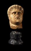 A GRAND TOUR CARVED MARBLE LIFESIZE HEAD OF NERO, ITALIAN, PROBABLY LATE 18TH/EARLY 19TH CENTURY