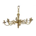 AN ENGLISH BRASS EIGHT-LIGHT CHANDELIER, 18TH CENTURY