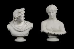 TWO VICTORIAN PARIAN BUSTS OF APOLLO AND CLYTIE, AFTER C DELPECH, LATE 19TH CENTURY