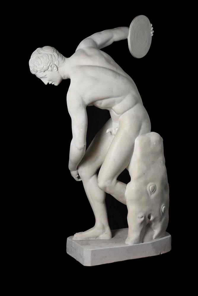 A LIFESIZE PLASTER MODEL OF DISCOBOLUS, AFTER MYRON OF ELEUTHERAE, 20TH CENTURY - Image 2 of 2