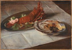 JACQUES-EMILE BLANCHE (FRENCH 1861-1942), STILL LIFE WITH A LOBSTER ON A SILVER PLATTER