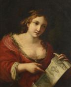 ITALIAN SCHOOL (17TH CENTURY), A ROMAN SYBIL WITH DIVIDERS AND A LAUREL WREATH