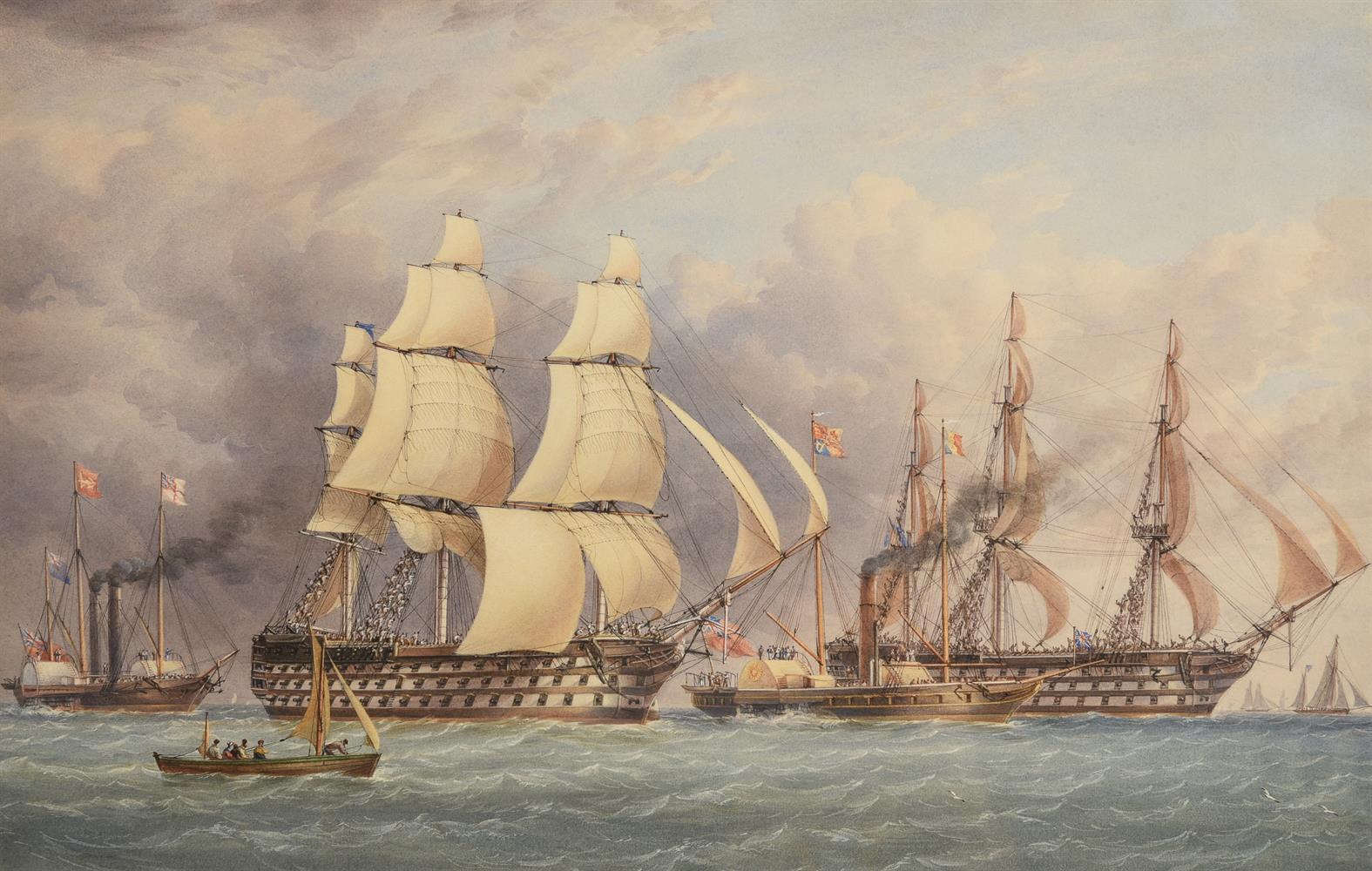 WILLIAM JOY (BRITISH 1803-1867), TWO VIEWS OF THE SPITHEAD REVIEW WITH THE ROYAL YACHT - Image 3 of 3