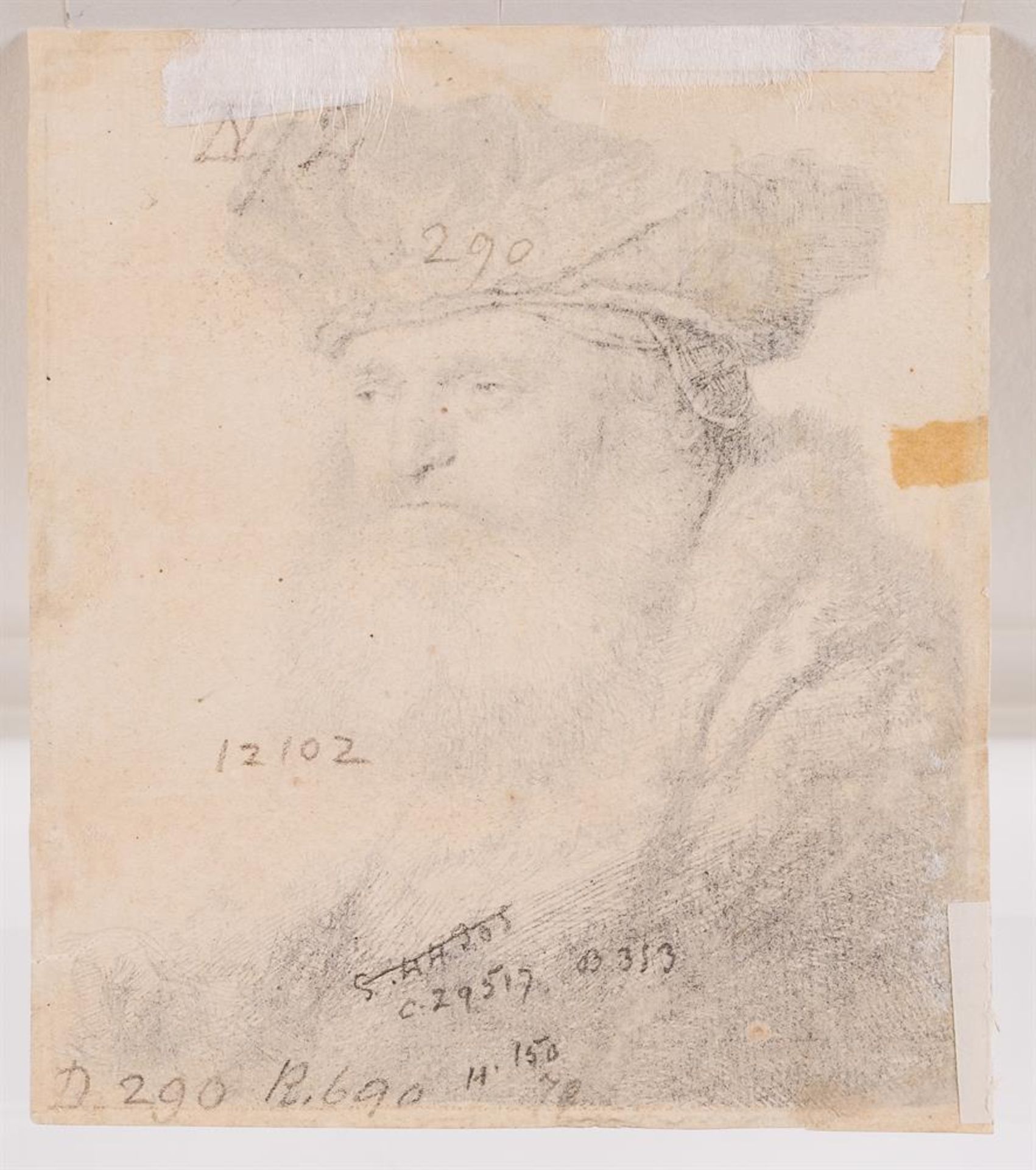 ‡ REMBRANDT VAN RIJN (DUTCH 1606-1669), BEARDED MAN IN A VELVET CAP WITH A JEWEL CLASP - Image 2 of 2