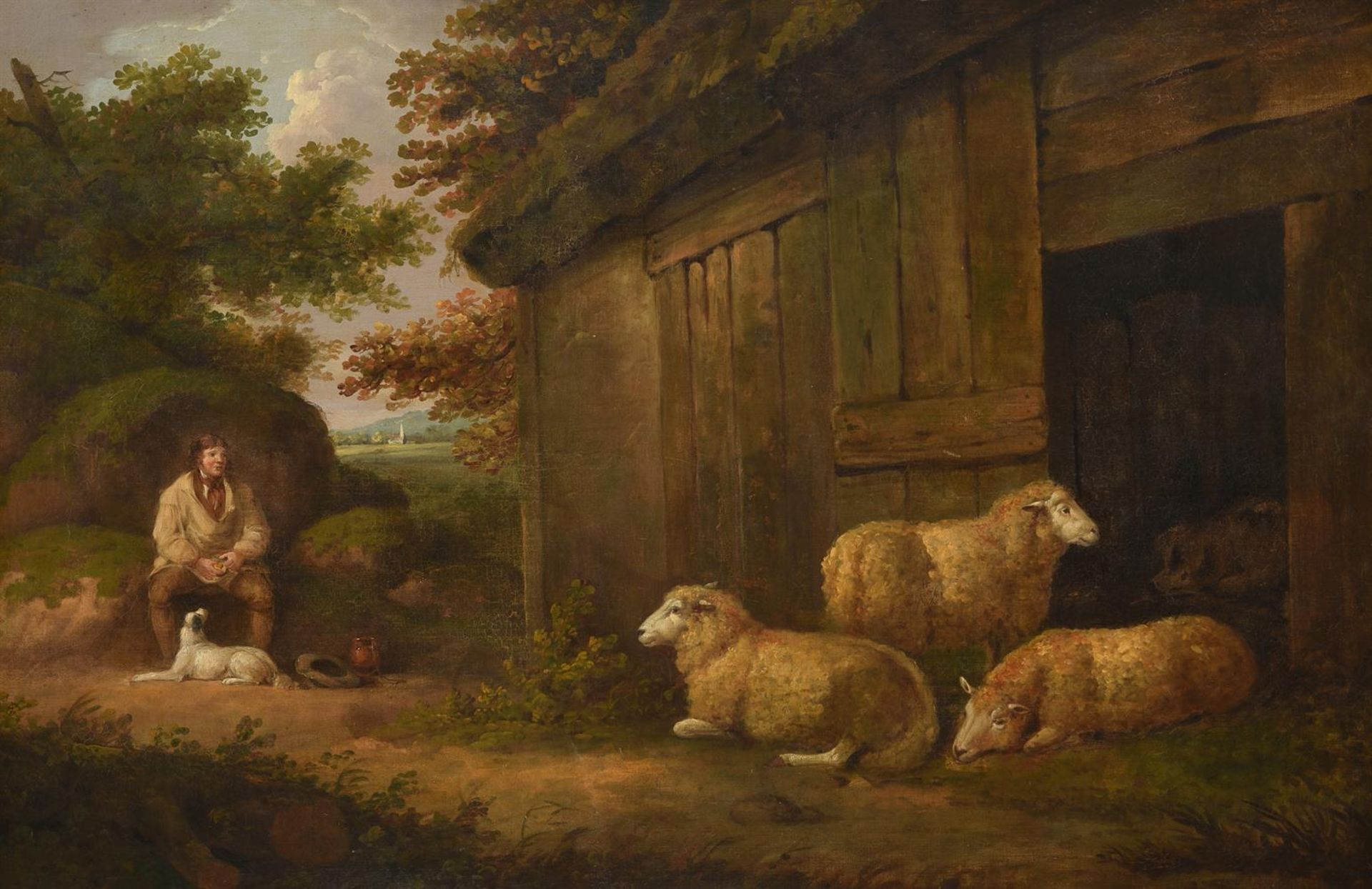 GEORGE MORLAND (BRITISH 1763-1804), WATCHING THE SHEEP