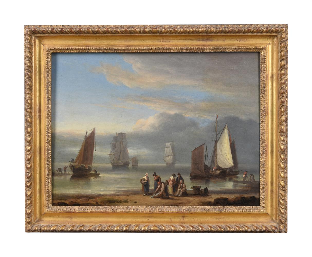 THOMAS LUNY (BRITISH 1759-1837), TEIGNMOUTH HARBOUR AT LOW TIDE; SORTING THE CATCH ON THE FORESHORE - Image 4 of 7