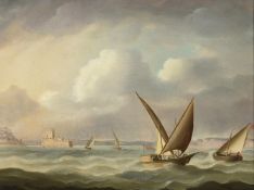 ATTRIBUTED TO THOMAS BUTTERWORTH (BRITISH 1768-1842), SHIPPING AT THE TAGUS NEAR LISBON