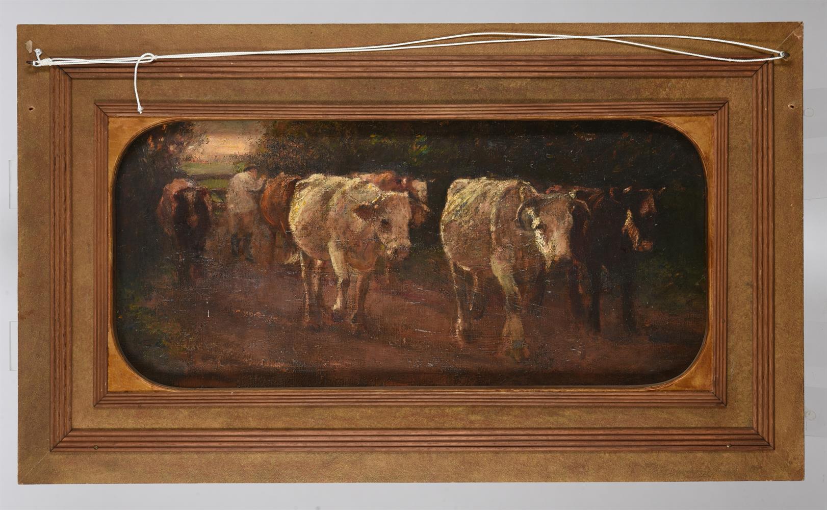 ATTRIBUTED TO HARRY FIDLER (BRITISH 1856-1935), THE PLOUGH TEAM; CATTLE IN A LANE (RECTO AND VERSO) - Image 3 of 4