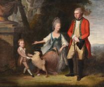 FOLLOWER OF JOHANN JOSEPH ZOFFANY, PORTRAIT OF CAPTAIN CHARLES WILLIAM LE GEYT WITH HIS WIFE AND SON