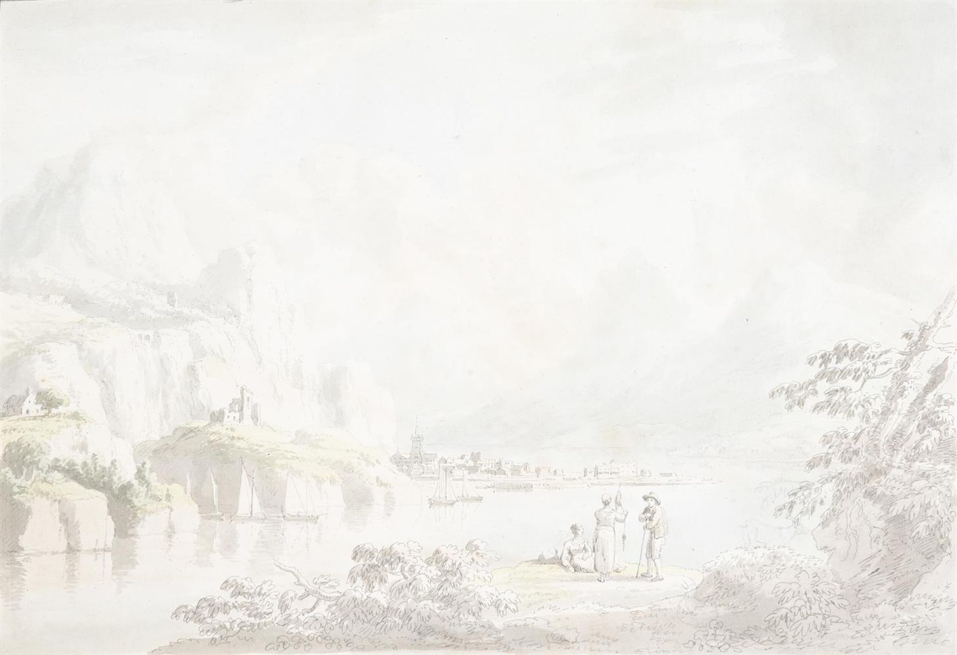 ANTHONY DEVIS (BRITISH 1729-1817), A GROUP OF FIVE MOUNTAINOUS LANDSCAPES WITH TOWNS AND CASTLES - Bild 3 aus 12