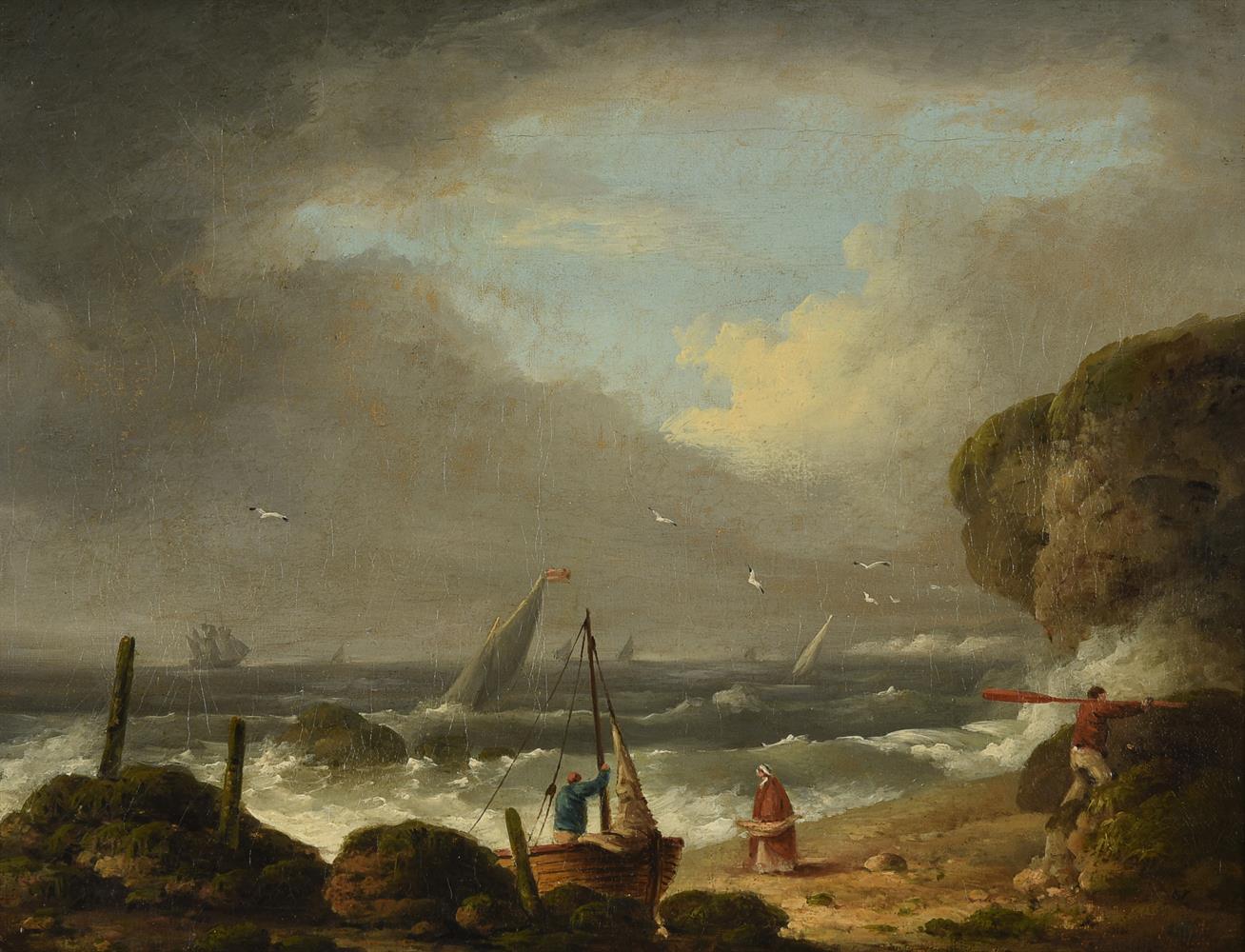 GEORGE MORLAND (BRITISH 1763-1804), FISHERFOLK ON A BEACH