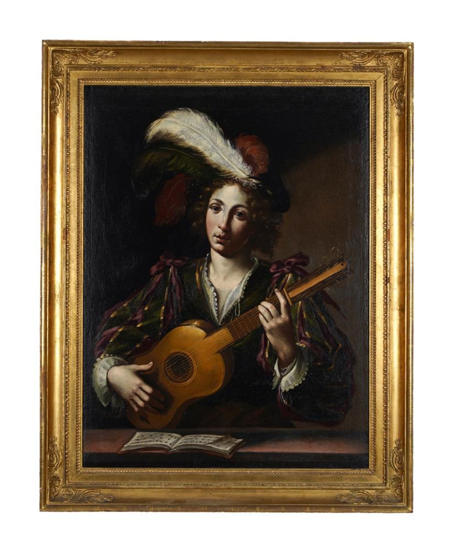 CIRCLE OF CLAUDE VIGNON (FRENCH 1593-1670), A YOUNG MAN PLAYING THE GUITAR - Image 2 of 3