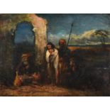 WILLIAM JAMES MULLER (BRITISH 1812-1845), ARAB FIGURES BY A RUIN