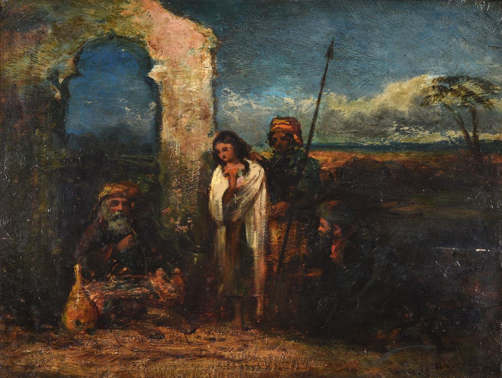 WILLIAM JAMES MULLER (BRITISH 1812-1845), ARAB FIGURES BY A RUIN
