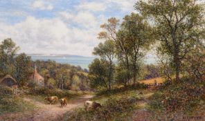 ALFRED AUGUSTUS GLENDENING (BRITISH 1840-1910), A PAIR OF LANDSCAPES WITH A SHEPHERD AND A HERDSMAN