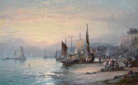 GEORGES WILLIAM THORNLEY (FRENCH 1857-1935), FISHERFOLK ON THE BEACH AT DUSK