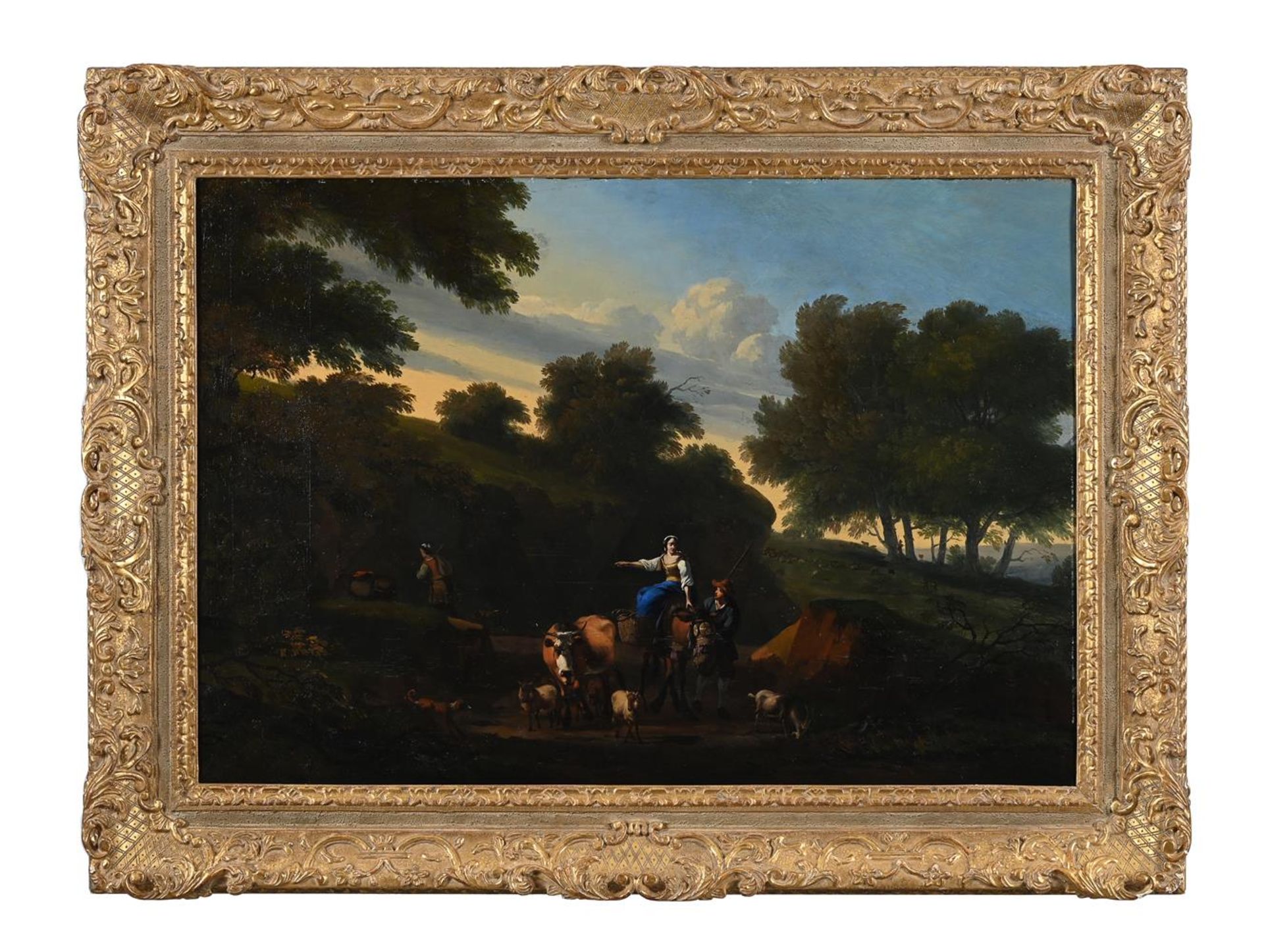 ATTRIBUTED TO NICOLAES BERCHEM (DUTCH 1620-1683), DROVER WITH CATTLE IN AN ITALIANATE LANDSCAPE - Image 2 of 4