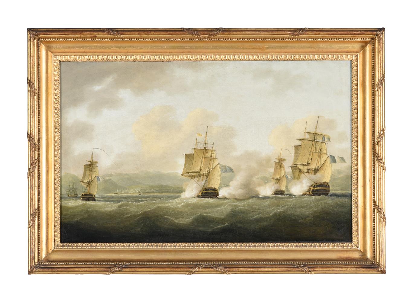 FRANCIS SARTORIUS II (BRITISH C.1777-C.1808), ENGLISH MAN O' WAR IN AN ENGAGEMENT WITH THREE FRENCH - Image 2 of 3