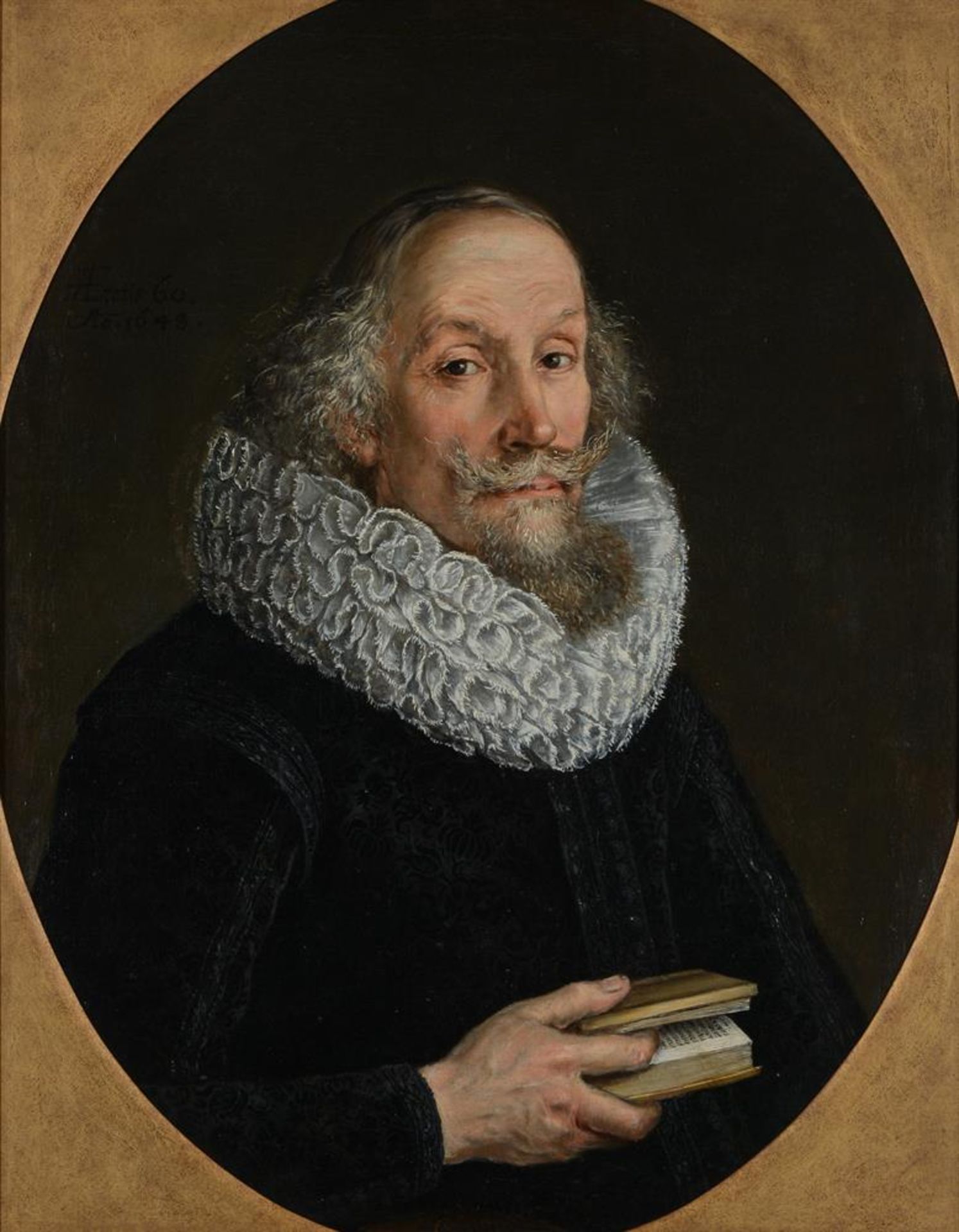 GOTTFRIED LIBALT (GERMAN 1610-1673), PORTRAIT OF A MAN, AGED 60, HOLDING A BOOK - Bild 3 aus 5