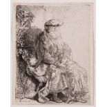 ‡ REMBRANDT VAN RIJN (DUTCH 1606-1669), ABRAHAM CARESSING ISAAC