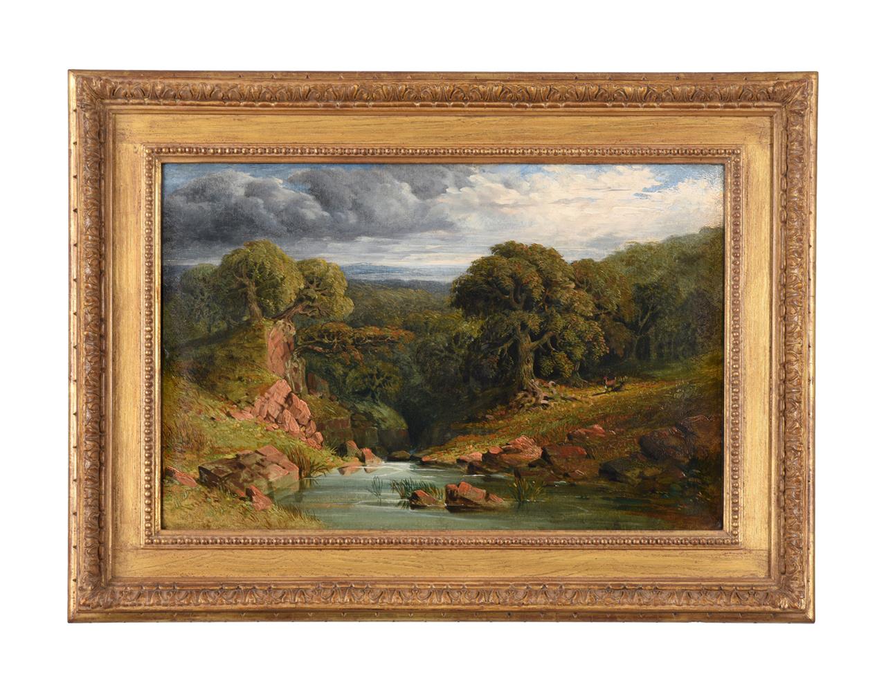 JOHN LINNELL (BRITISH 1792-1882), ENGLISH LANDSCAPE WITH DEER BY A RIVER - Image 2 of 5