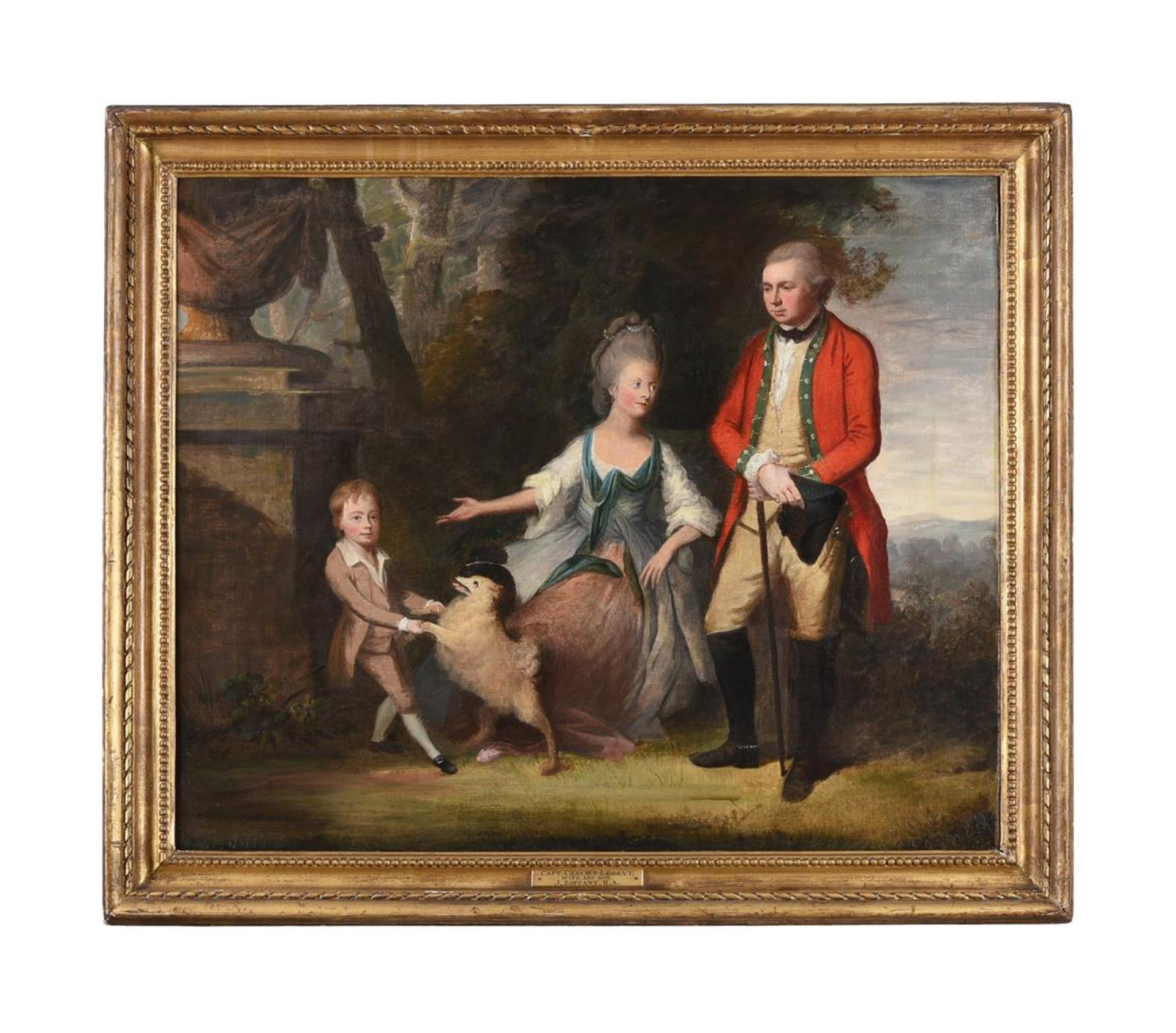 FOLLOWER OF JOHANN JOSEPH ZOFFANY, PORTRAIT OF CAPTAIN CHARLES WILLIAM LE GEYT WITH HIS WIFE AND SON - Image 2 of 3