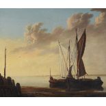DUTCH SCHOOL (19TH CENTURY), RIVER LANDSCAPE WITH DUTCH FISHING VESSELS AT ANCHOR