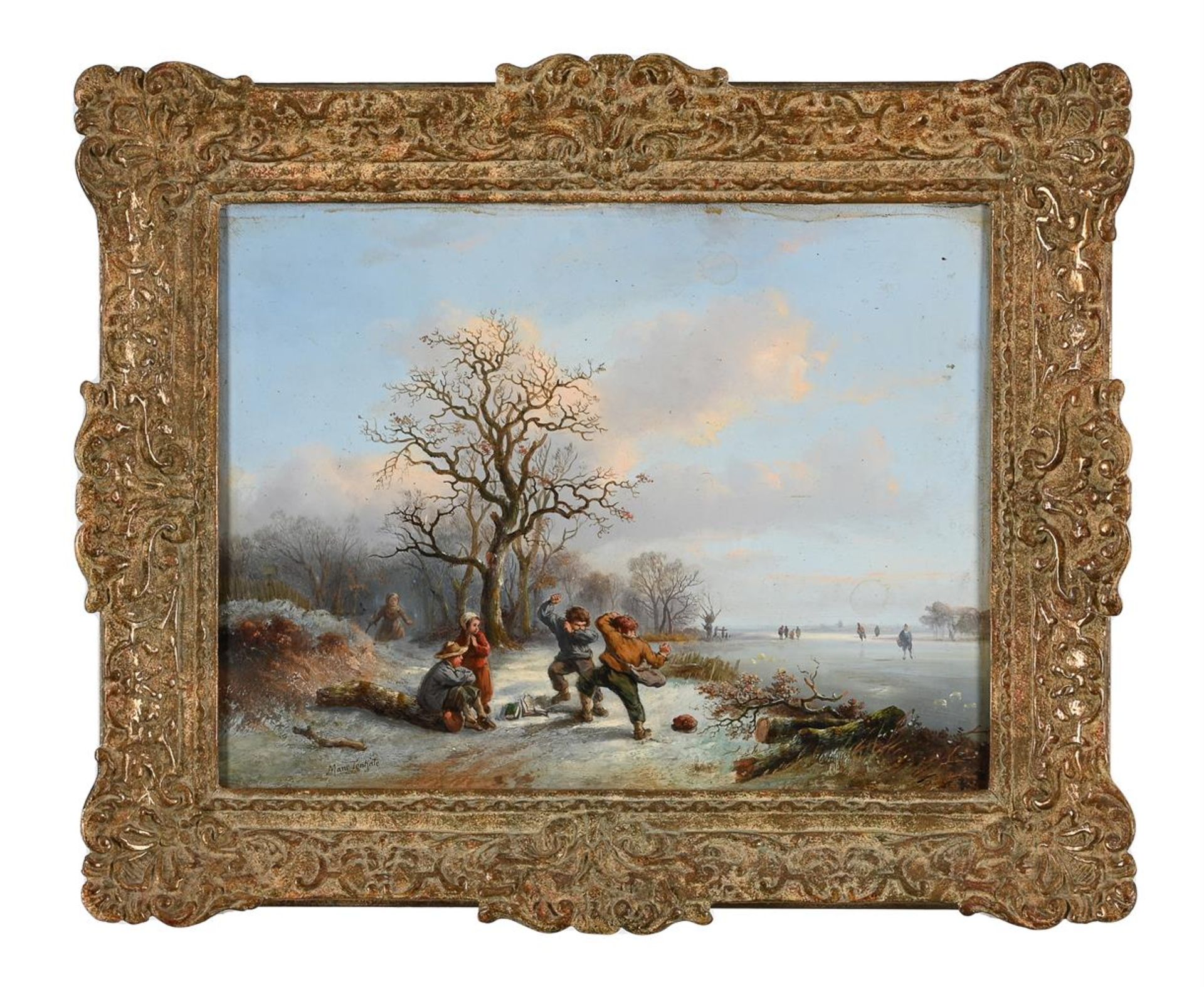 FOLLOWER OF MARI TEN KATE (DUTCH 1831-1910), CHILDREN PLAYING IN A FROZEN WINTER LANDSCAPE - Bild 2 aus 3