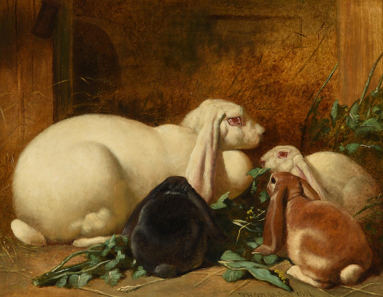 ‡ JOHN FREDERICK HERRING SENIOR (BRITISH 1795-1865), A FAMILY OF RABBITS