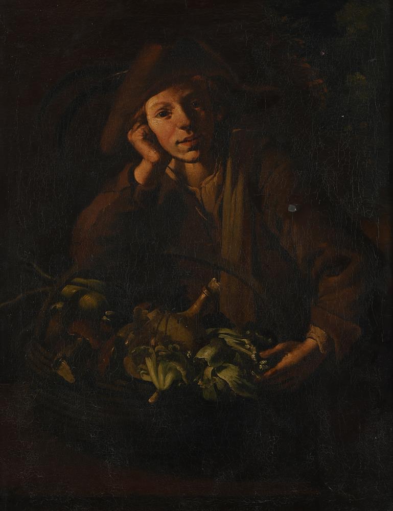 FOLLOWER OF CARAVAGGIO (17TH CENTURY), THE VEGETABLE SELLER