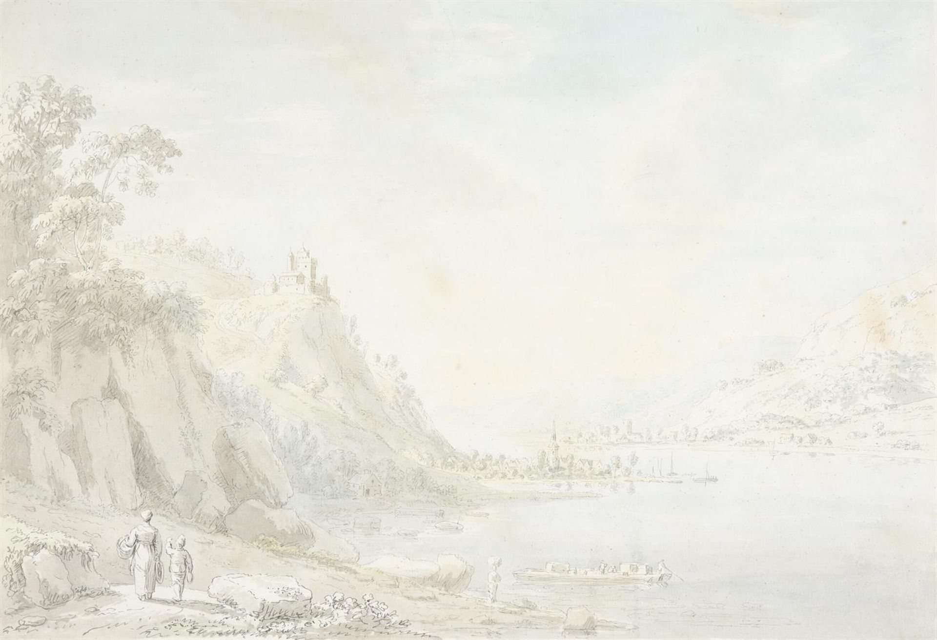 ANTHONY DEVIS (BRITISH 1729-1817), A GROUP OF FIVE MOUNTAINOUS LANDSCAPES WITH TOWNS AND CASTLES - Bild 2 aus 12