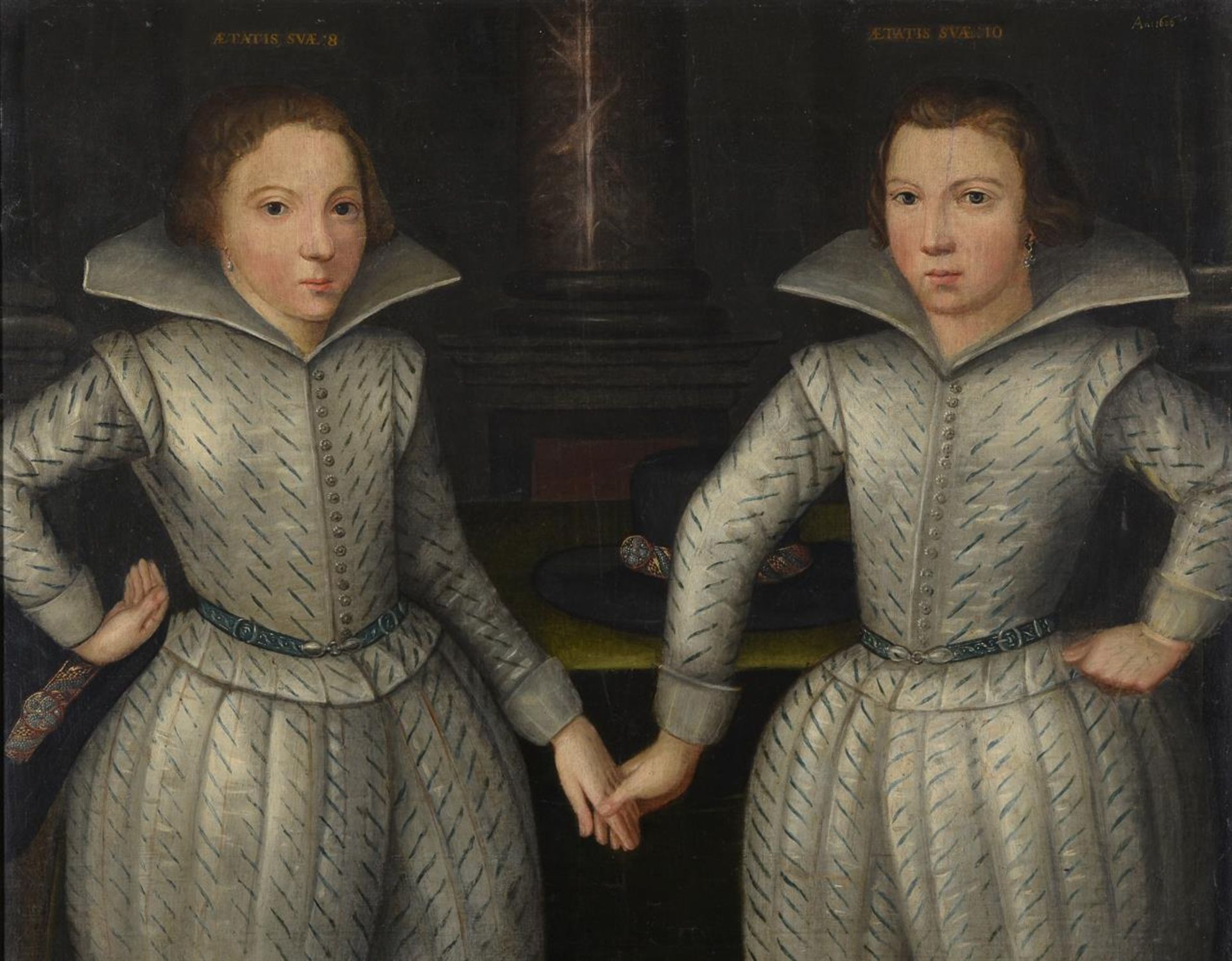 ENGLISH SCHOOL (1606), PORTRAIT OF THOMAS POPE, AGED 8, AND WILLIAM POPE, AGED 10 - Bild 2 aus 8