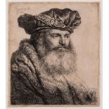 ‡ REMBRANDT VAN RIJN (DUTCH 1606-1669), BEARDED MAN IN A VELVET CAP WITH A JEWEL CLASP