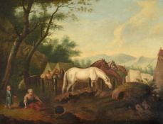 FOLLOWER OF JAN WYCK, HORSES RESTING BY AN ENCAMPMENT