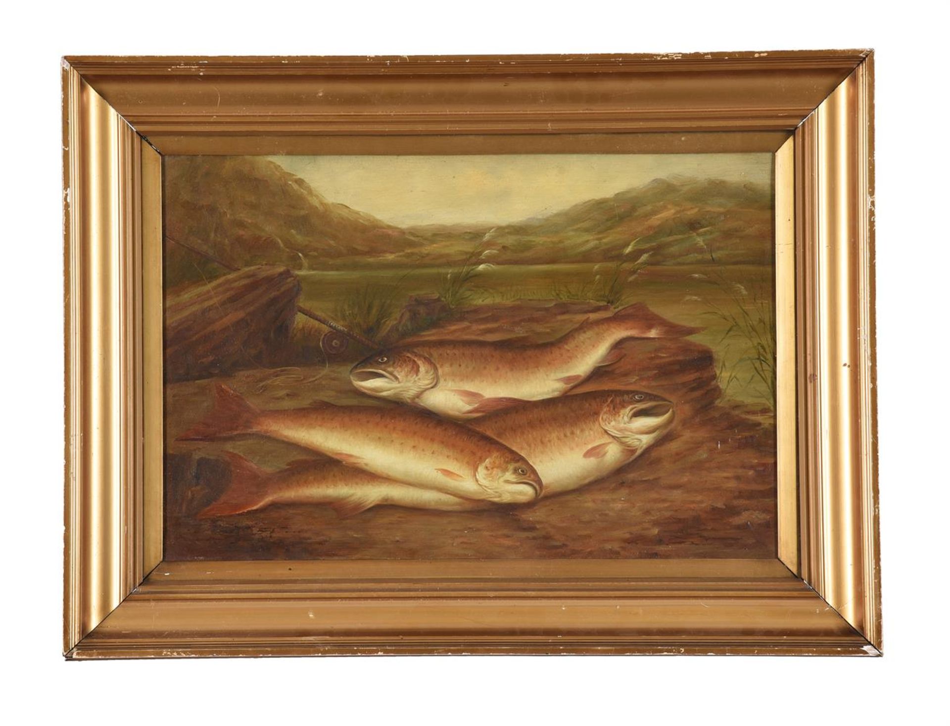 ATTRIBUTED TO ROLAND KNIGHT, FISH ON A RIVERBANK - Image 2 of 3