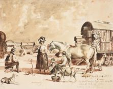 MANNER OF SIR ALFRED JAMES MUNNINGS, STUDY NO. 5 FOR HOP PICKERS CAMP
