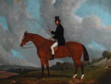 ENGLISH SCHOOL (19TH CENTURY), A GENTLEMAN ON A BROWN HORSE