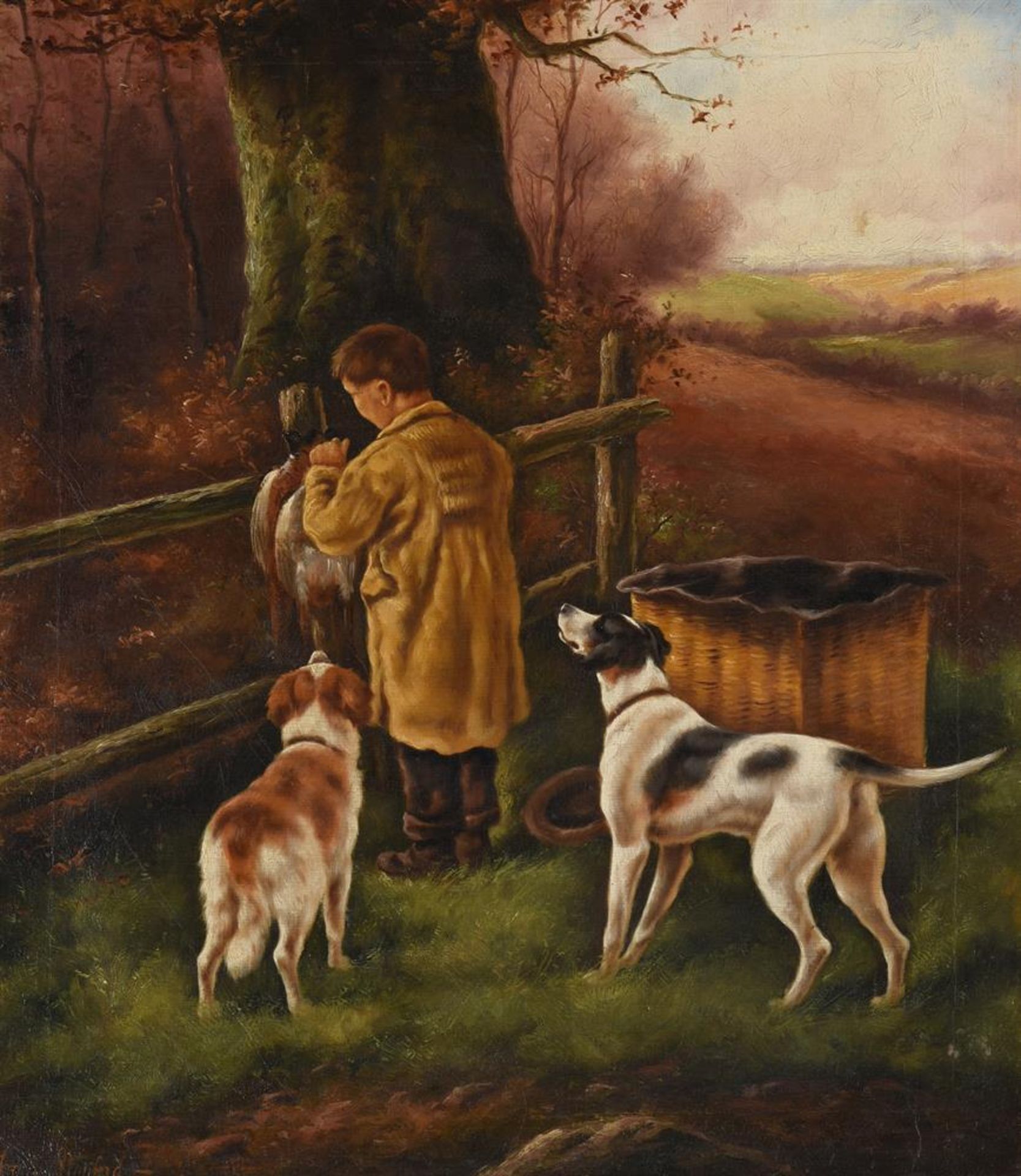 FRANK STRATFORD (19TH/20TH CENTURY), A BOY WITH TWO GUNDOGS