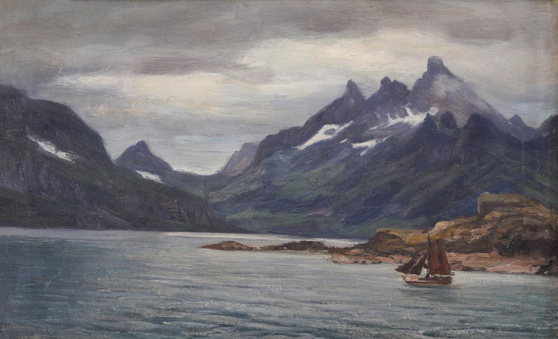 GEORGE MACCO (GERMAN 1863-1933), FJORD, POSSIBLY LOFOTEN