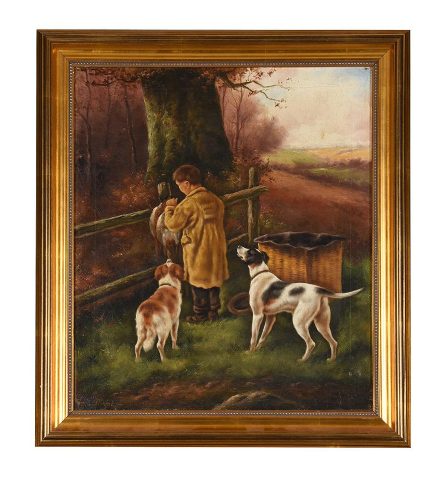 FRANK STRATFORD (19TH/20TH CENTURY), A BOY WITH TWO GUNDOGS - Image 2 of 3