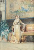 GUSTAVO SIMONI (ITALIAN 1845-1926), AN ELEGANT LADY IN AN INTERIOR