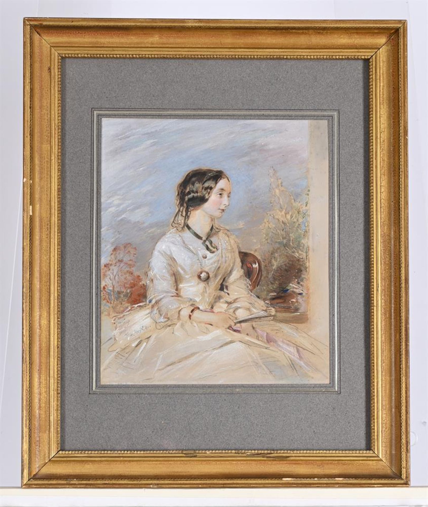 GEORGE RICHMOND (BRITISH 1809-1896), HALF-LENGTH PORTRAIT OF A SEATED LADY - Image 2 of 2