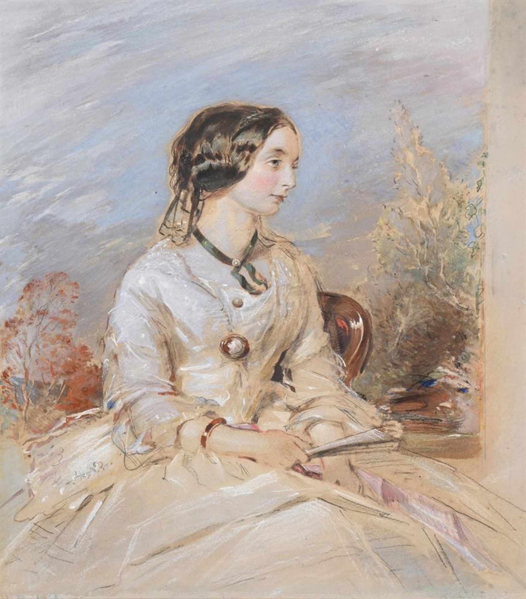 GEORGE RICHMOND (BRITISH 1809-1896), HALF-LENGTH PORTRAIT OF A SEATED LADY