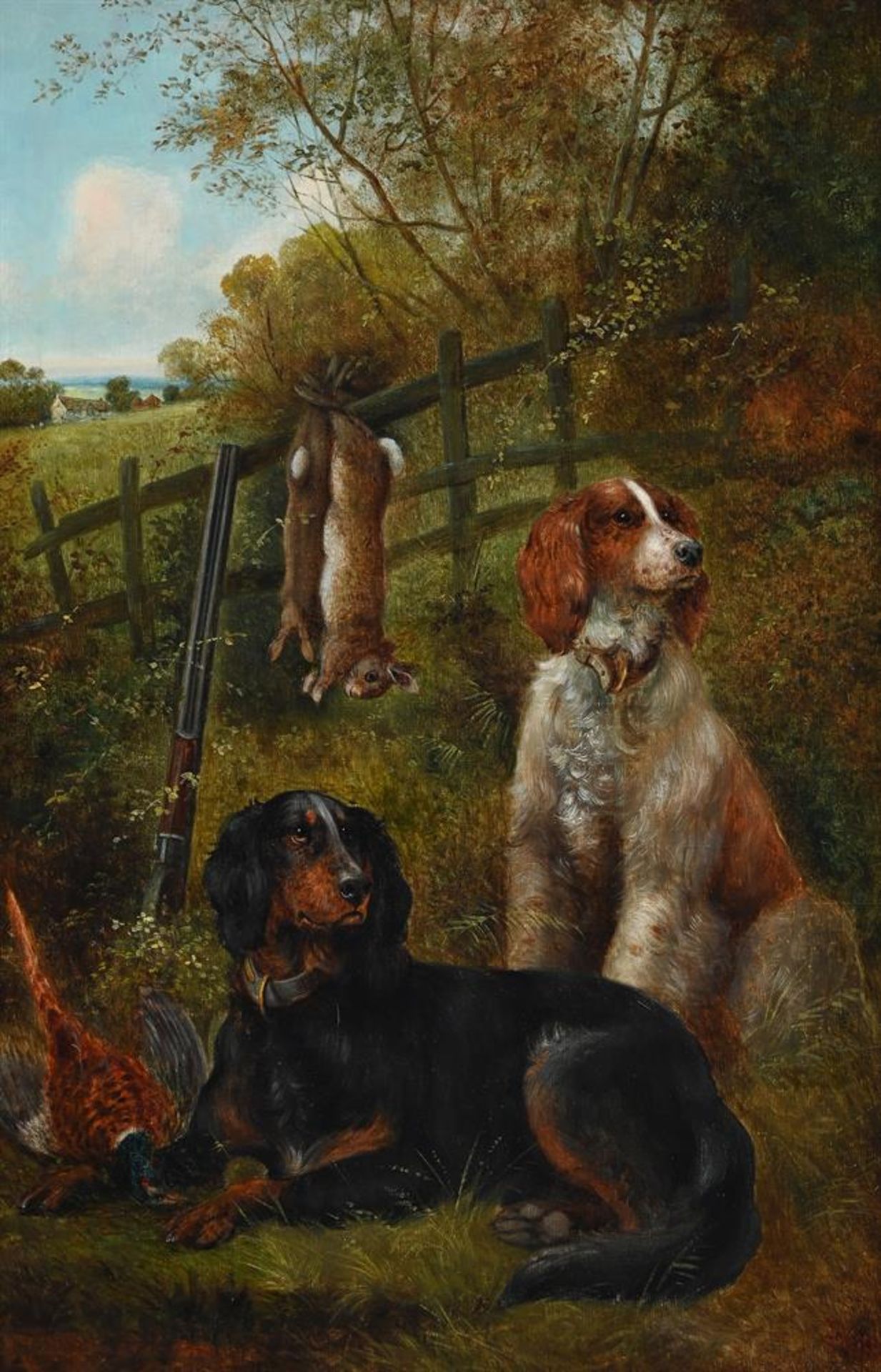 JOHN GIFFORD (BRITISH FL. 1900), GUNDOGS AT REST WITH GAME