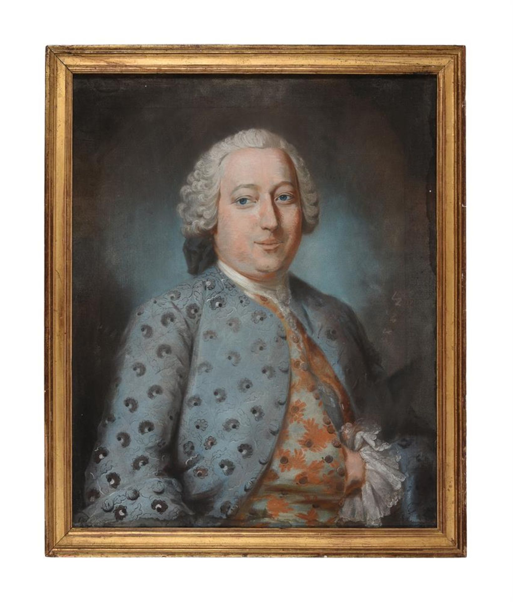 ATTRIBUTED TO LEON- PASCAL GLAIN (FRENCH 18TH CENTURY), PORTRAIT OF A GENTLEMAN IN A BLUE COAT - Image 2 of 3