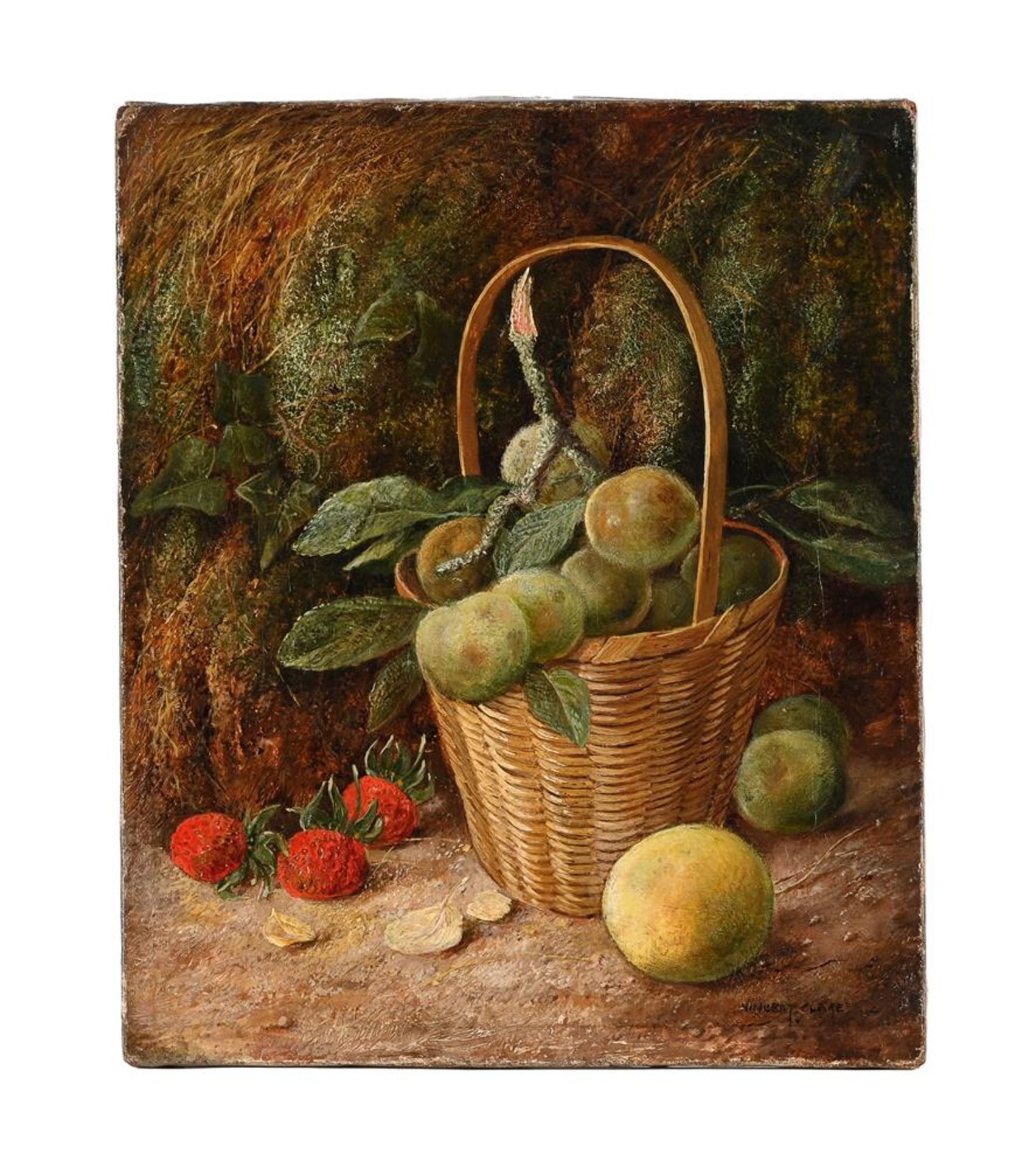 VINCENT CLARE (BRITISH 1855-1930), A BASKET OF FRUIT