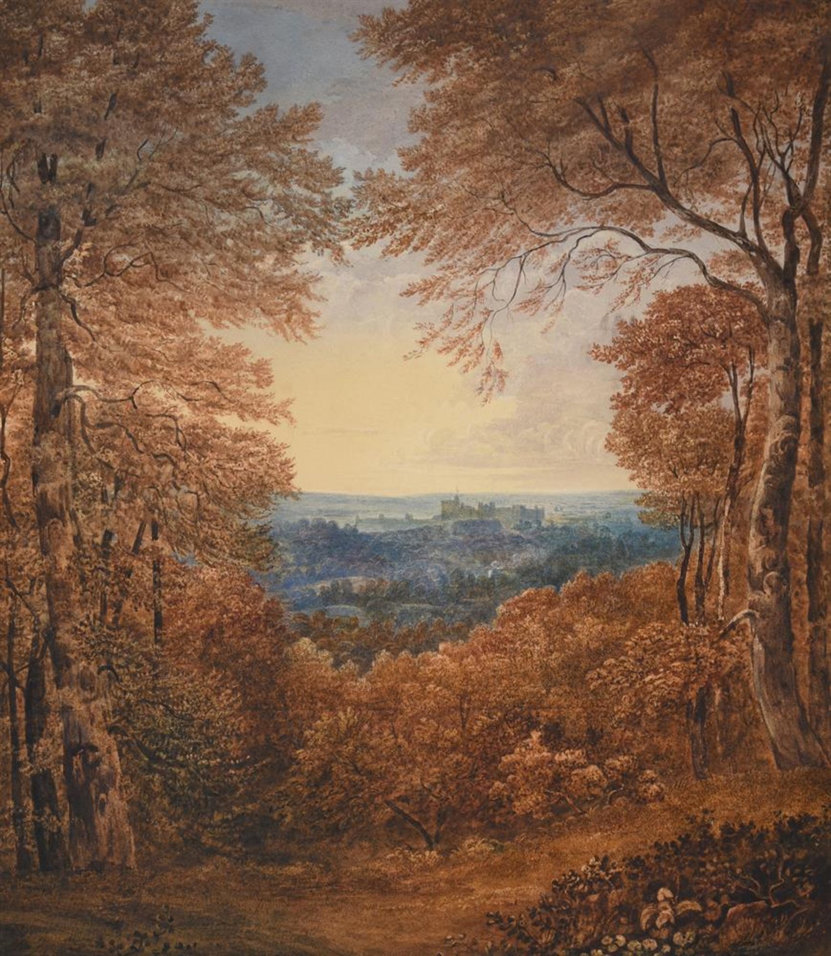 ATTRIBUTED TO ANTHONY VANDYKE COPLEY FIELDING, WINDSOR CASTLE THROUGH THE FOREST OF THE GR