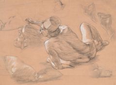 THOMAS MATTHEWS ROOKE (BRITISH 1842-1942)STUDY OF A RECLINING NUDE WITH FURTHER FIGURE STUDIES