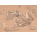 THOMAS MATTHEWS ROOKE (BRITISH 1842-1942)STUDY OF A RECLINING NUDE WITH FURTHER FIGURE STUDIES