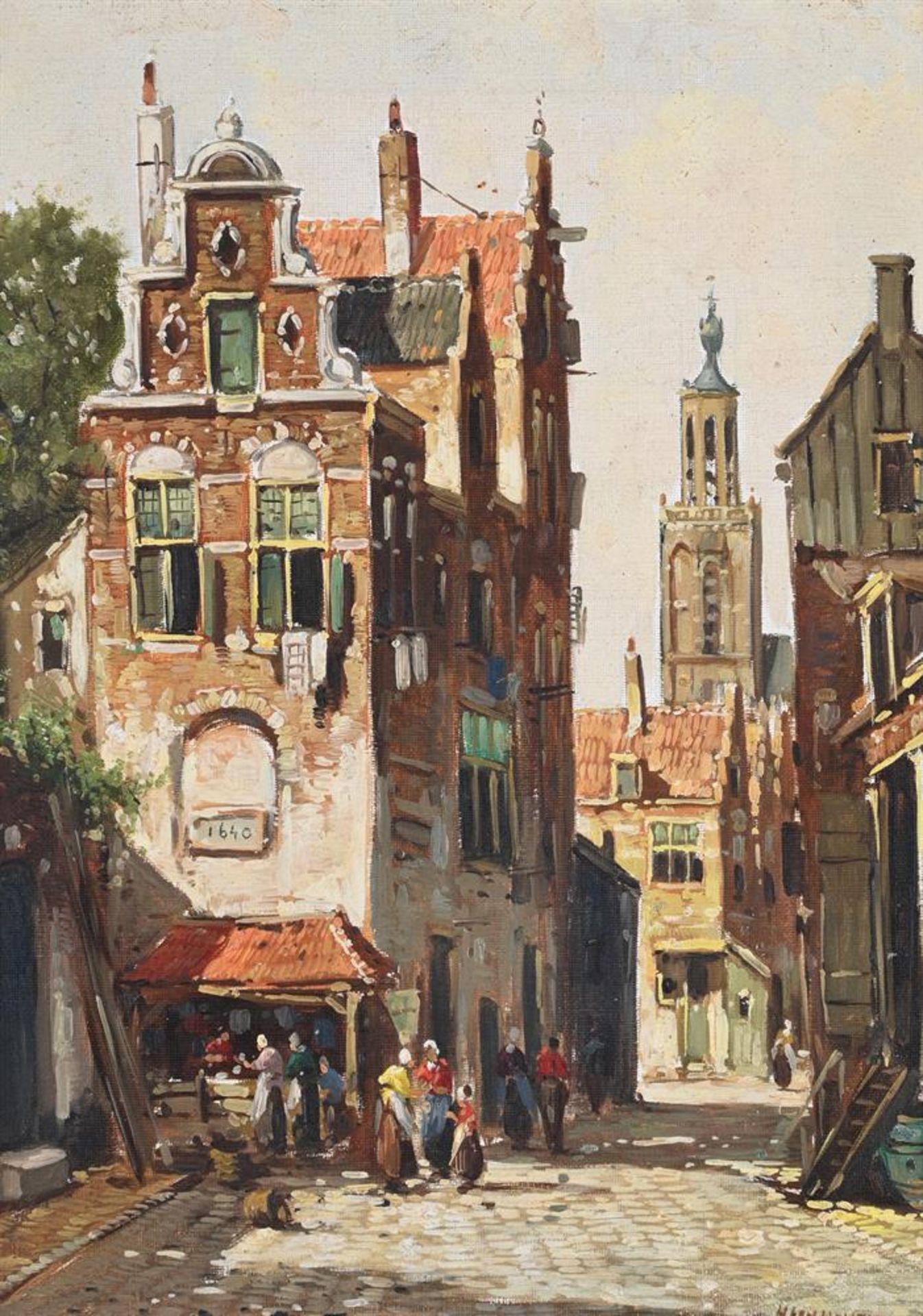 λ H. TEN HOVEN (DUTCH 1901-1978), AN AMSTERDAM STREET SCENE